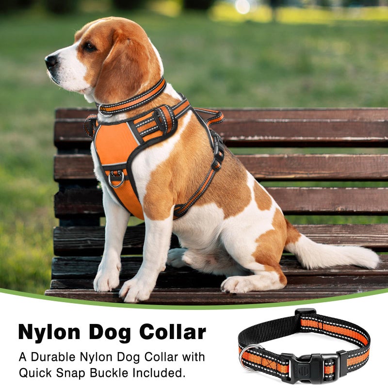 WINSEE Dog Harness No Pull, Pet Harnesses with Dog Collar, Adjustable Reflective Oxford Outdoor Vest, Front/Back Leash Clips for Small, Medium, Large, Extra Large Dogs, Easy Control Handle for Walking - Image 2